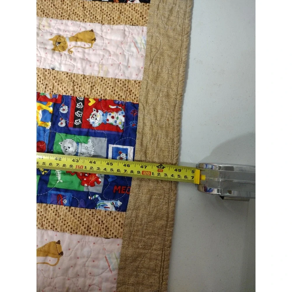 Handmade Patchwork Cat Quilt Marie‎ The Aristocats Reversible Pink Tan 38x48